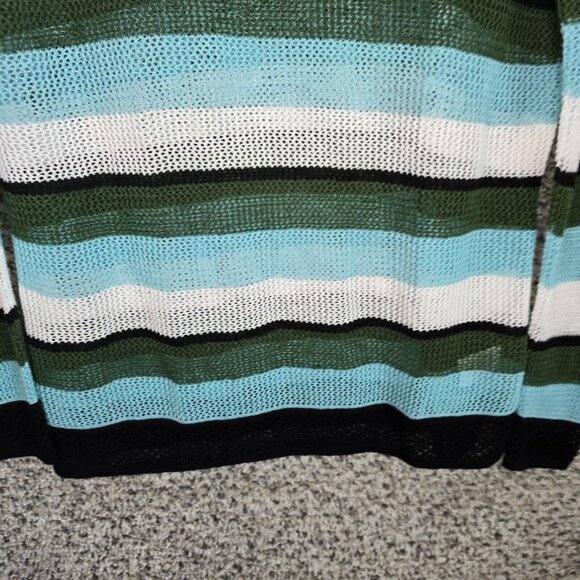 Talbots Top Womens SP Petite Small Blue Striped Open Knit Linen Blend Ladies - Picture 5 of 7